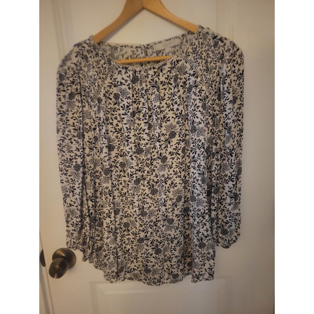 LOFT Black And White Flowy Blouse